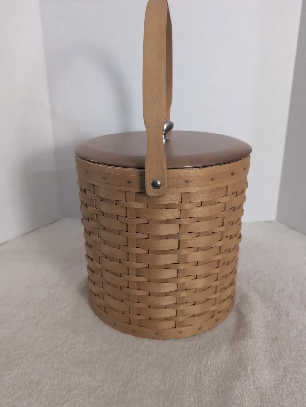 Vintage 2003 Longaberger Ice Bucket Basket With Lid, Liner & Insulated Protector